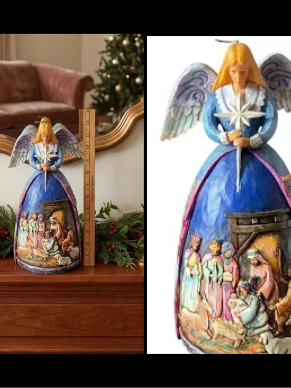 Jim Shore Heartwood Creek Enesco Angel Nativity 11” Holy Family 2005 Figurine
